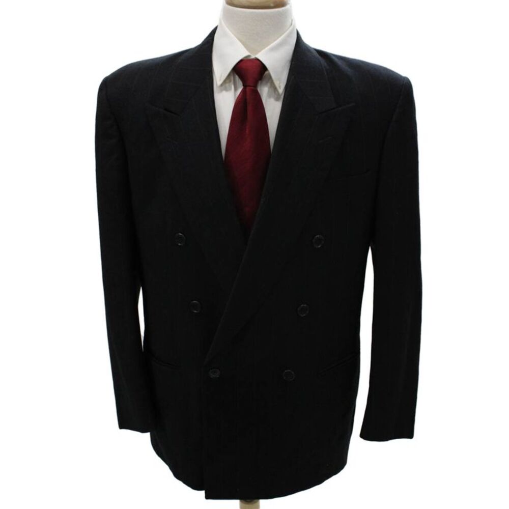 Ermenegildo Zegna Mens Black Wool Striped Jacket Size 52